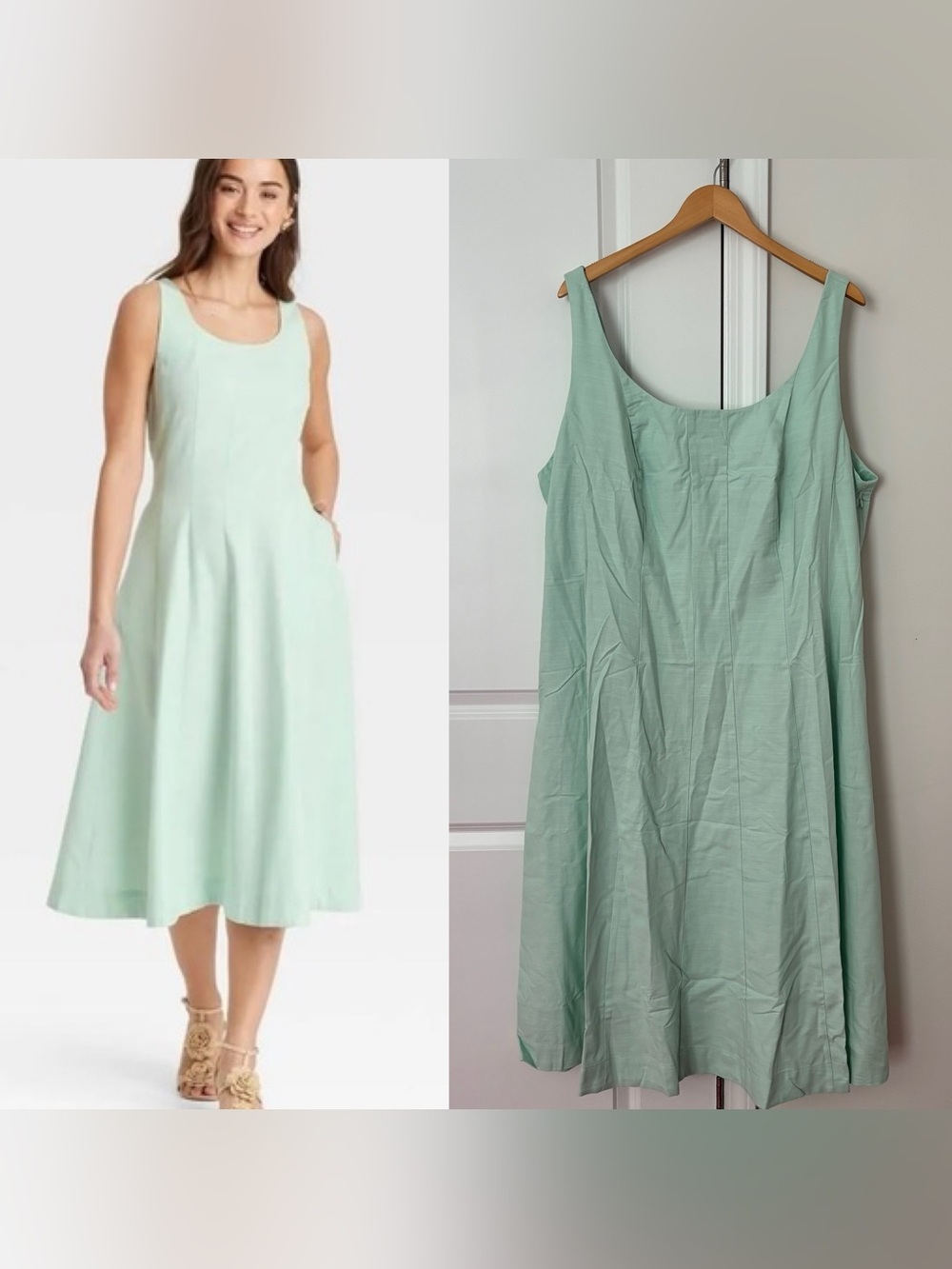 A New Day Women’s Cotton Blend Midi Dress in mint green size 2X/20